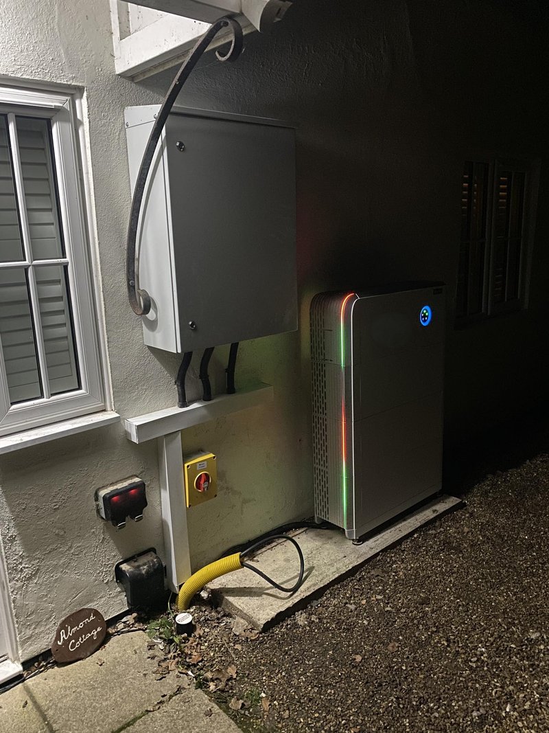 Home Reserve backup power system operating at night during an outage